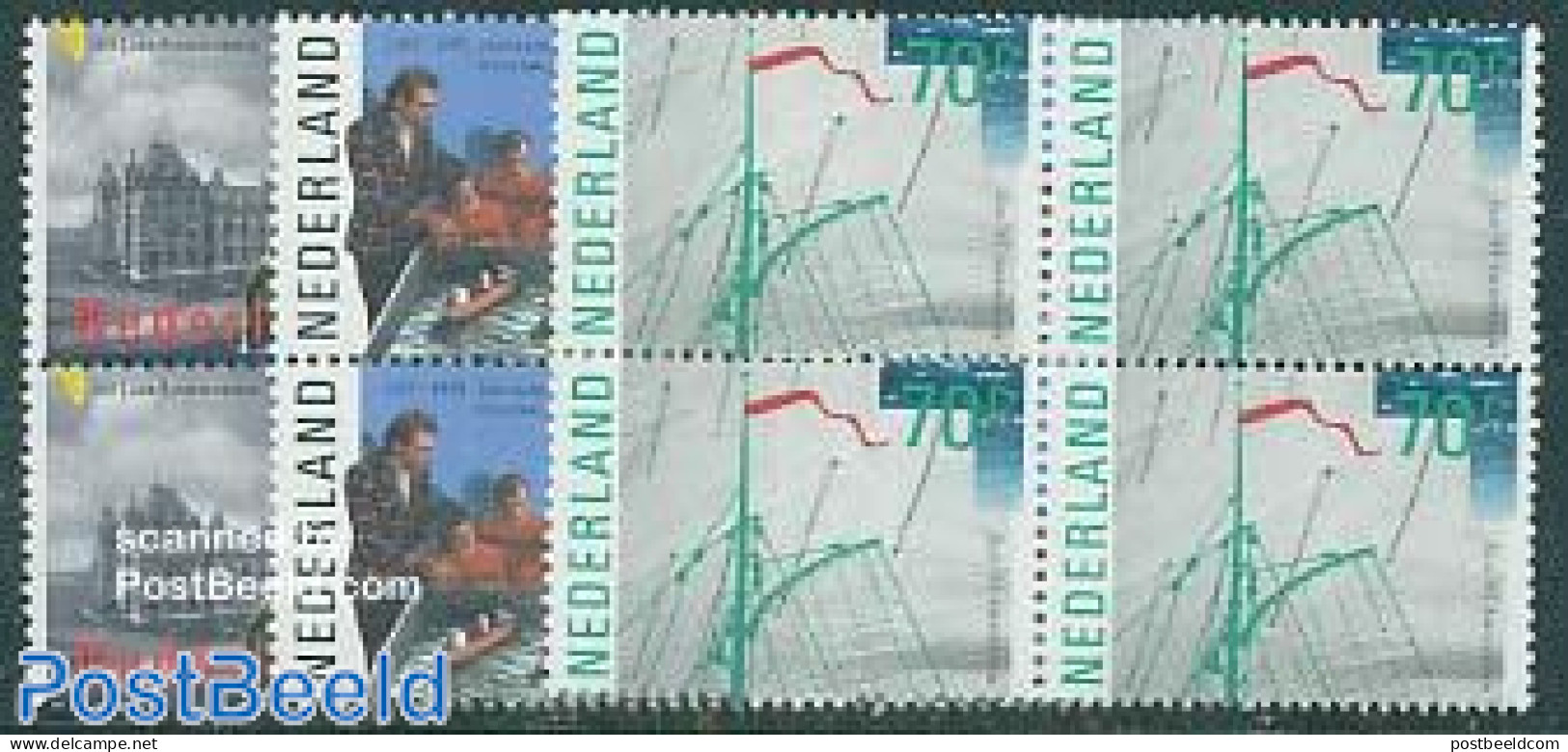 Netherlands 1985 Amsterdam 3v Blocks Of 4 [+], Mint NH, Transport - Ships And Boats - Unused Stamps