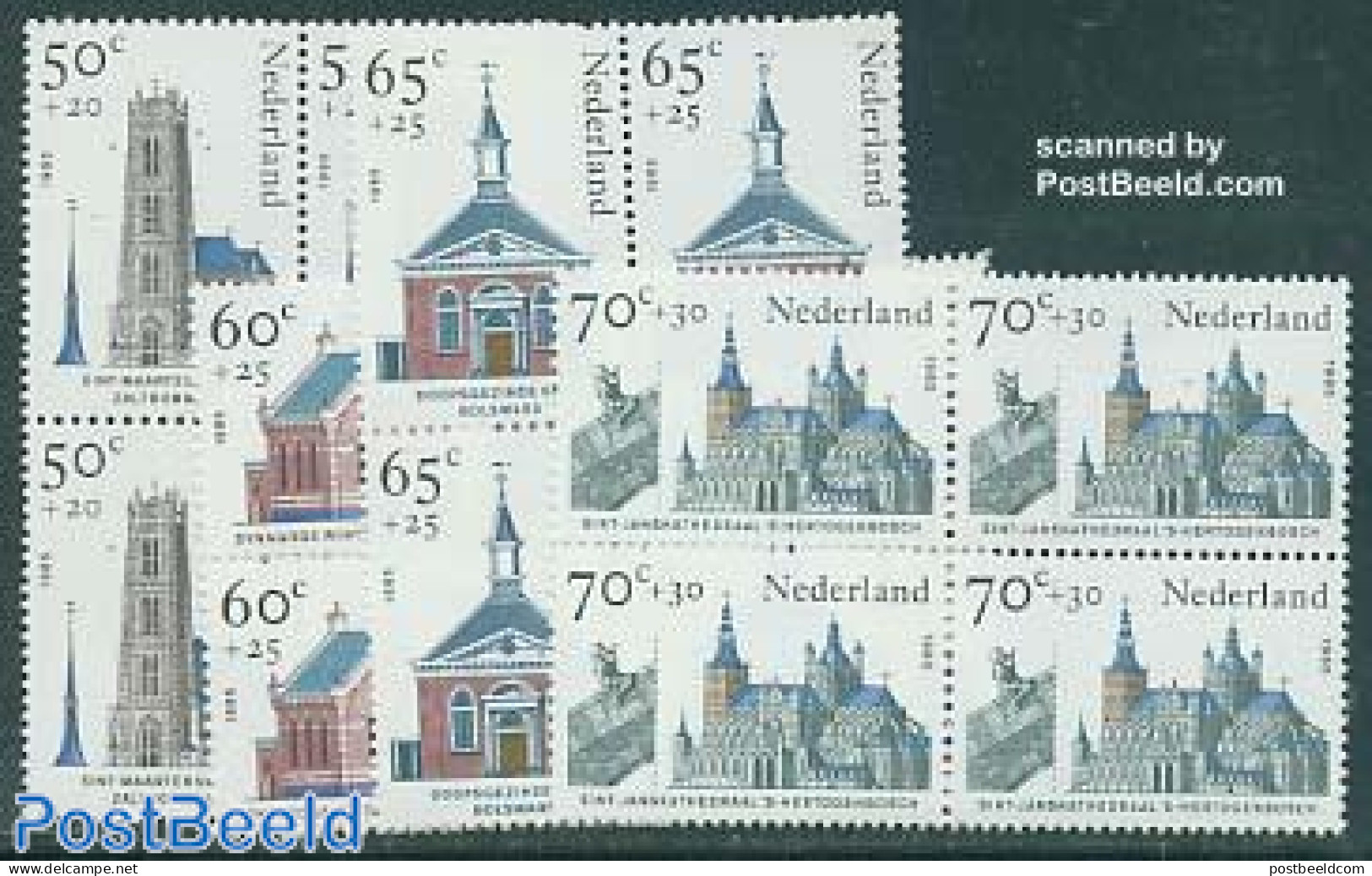 Netherlands 1985 Churches 4v Blocks Of 4 [+], Mint NH, Religion - Churches, Temples, Mosques, Synagogues - Neufs