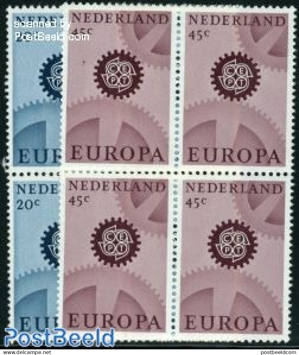 Netherlands 1967 Europa 2v, Phosphor Blocks Of 4 [+], Mint NH, History - Europa (cept) - Neufs