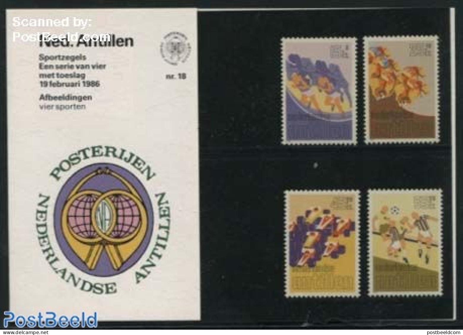 Netherlands Antilles 1986 Sport Presentation Pack 18, Mint NH, Nature - Sport - Transport - Horses - Athletics - Autos.. - Athletics