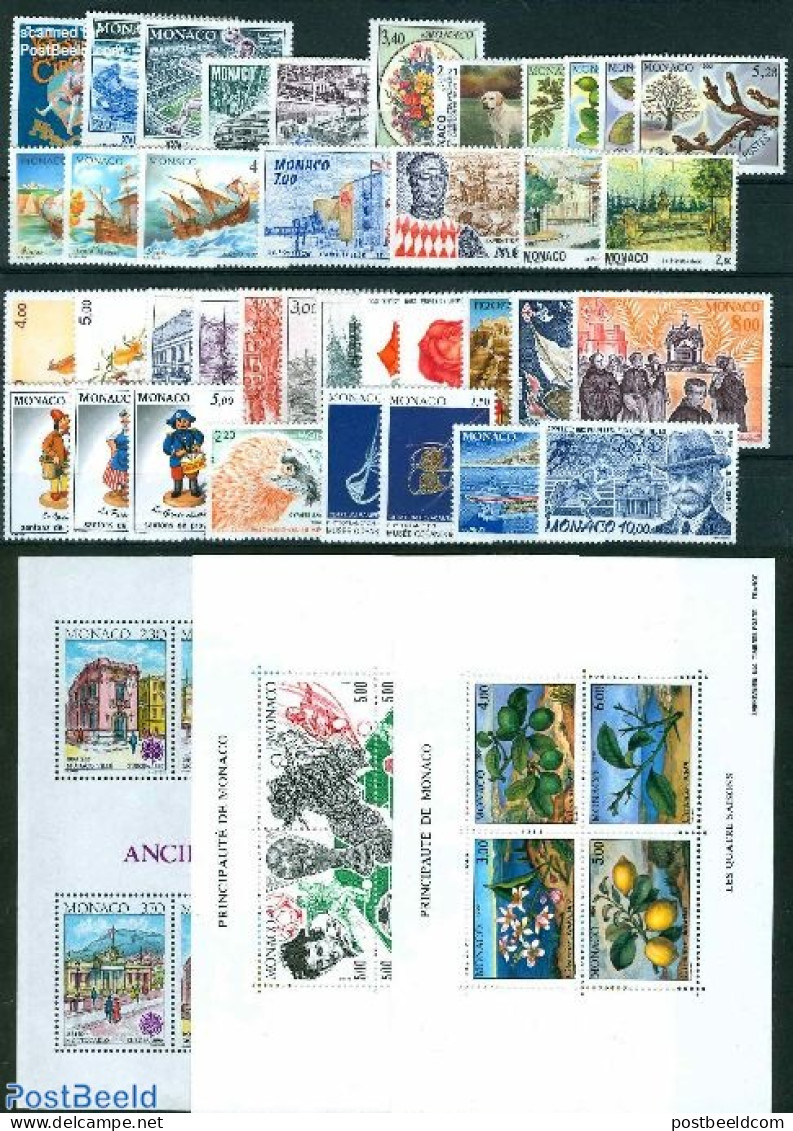 Monaco 1990 Yearset 1990, Complete, 38v + 3s/s, Mint NH, Various - Yearsets (by Country) - Neufs