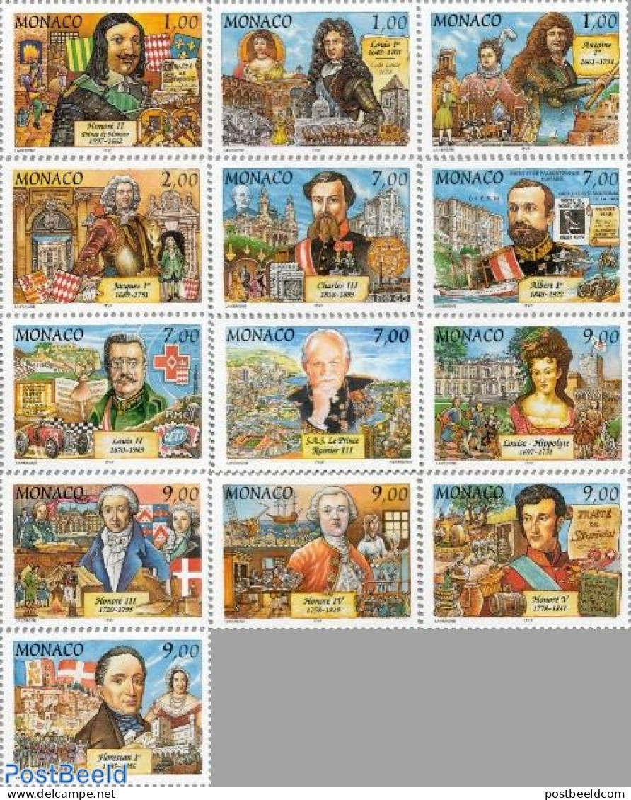 Monaco 1997 GRIMALDI 13V IN BLOCK, Mint NH, History - Transport - History - Automobiles - Art - Printing - Unused Stamps