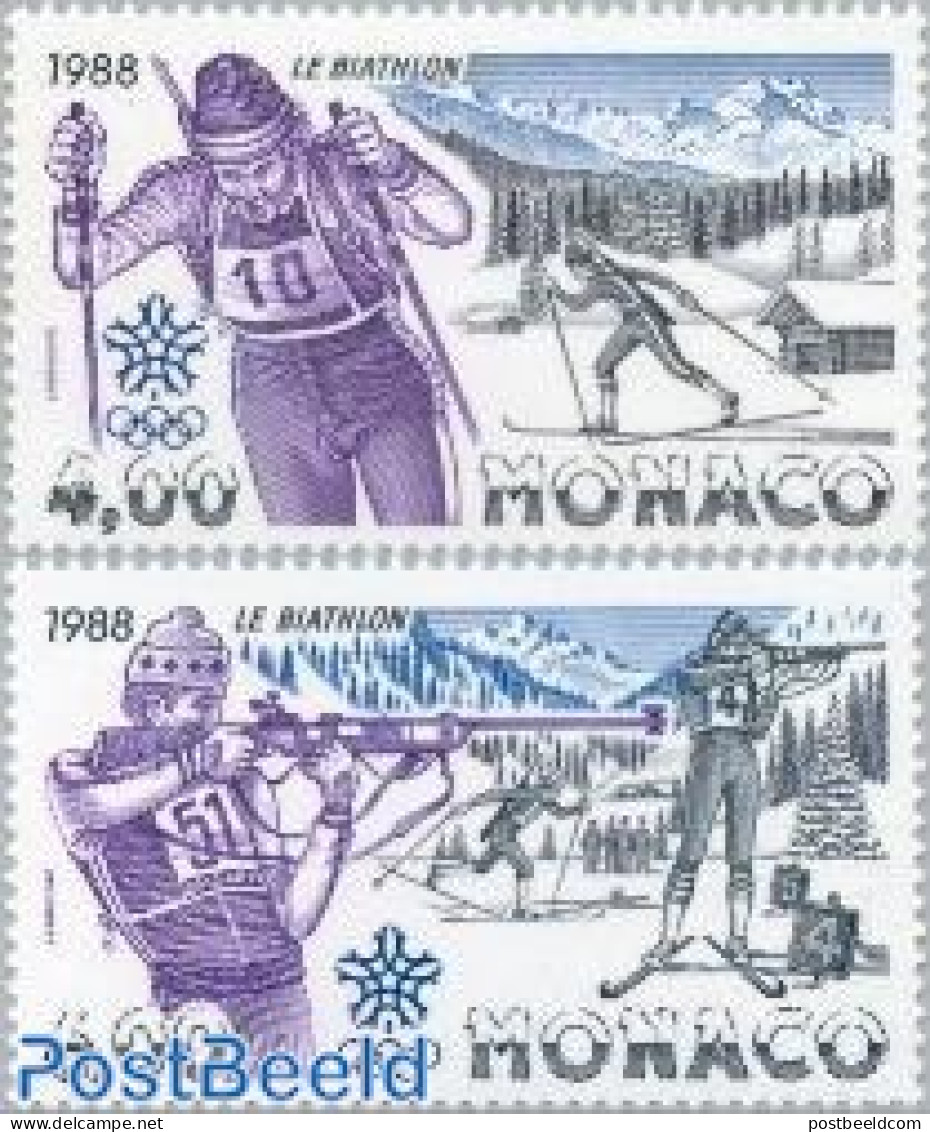 Monaco 1988 CALGARY GAMES 2V, Mint NH, Sport - Olympic Winter Games - Ungebraucht