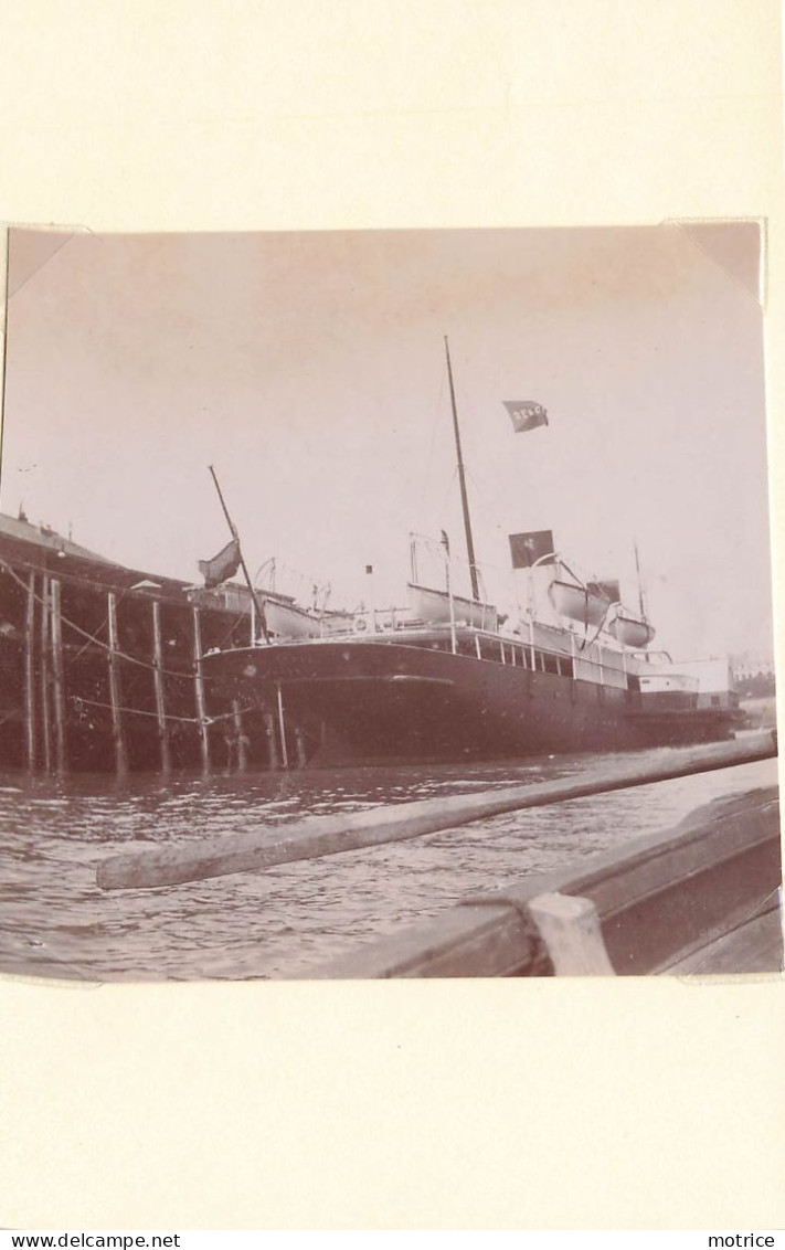 STEAMER - Bateau D'excursion, Calais Boulogne Sur Mer ?(photo Années 1900, Format 8,3cm X 8,4cm) - Boten