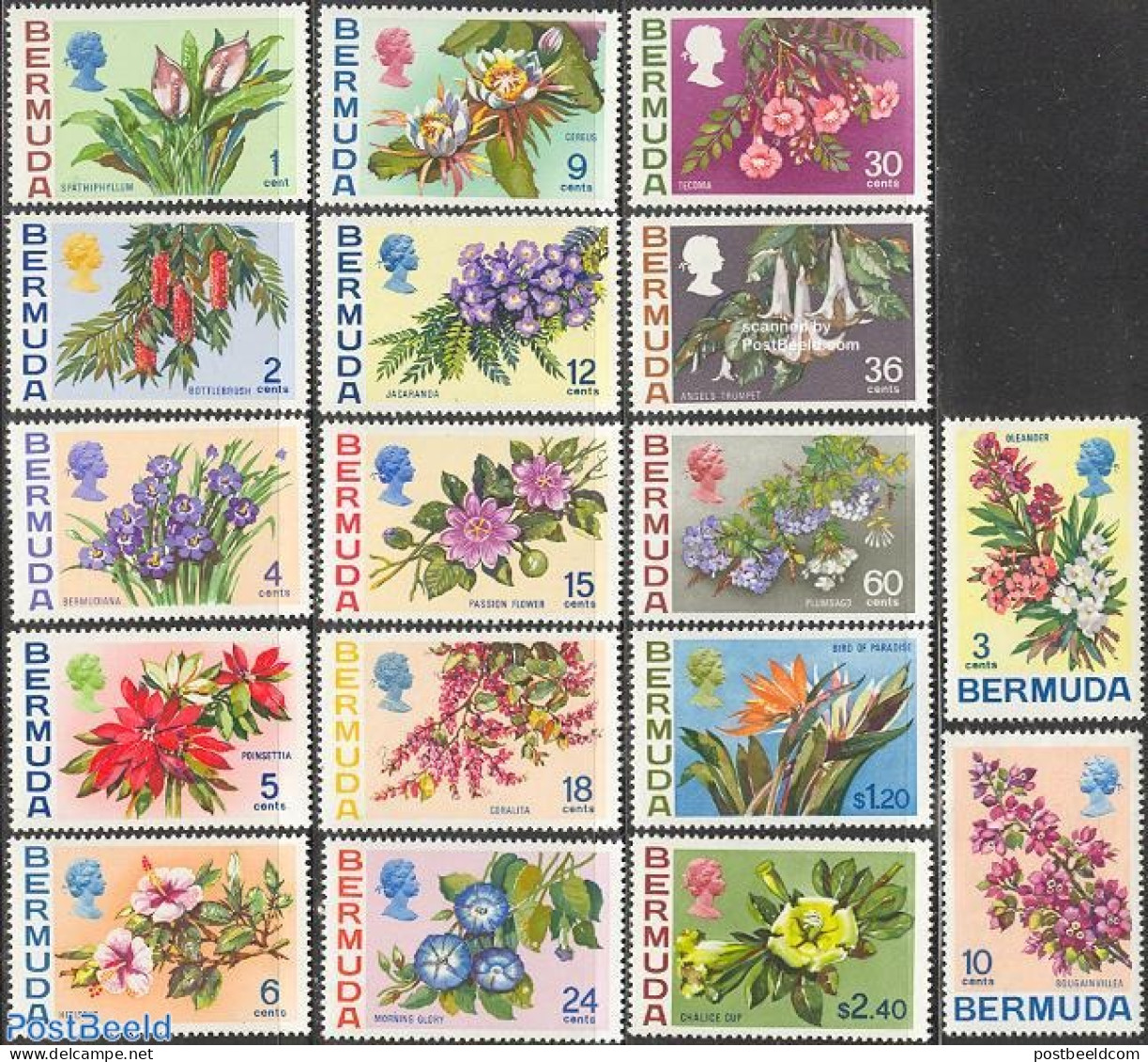 Bermuda 1970 Definitives, Flowers 17v, Mint NH, Nature - Flowers & Plants - Bermuda