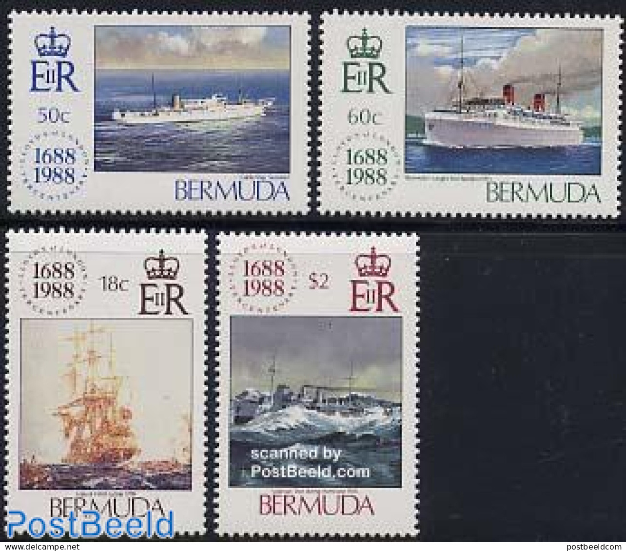 Bermuda 1988 Lloyds 4v, Mint NH, History - Transport - Ships And Boats - Disasters - Ships