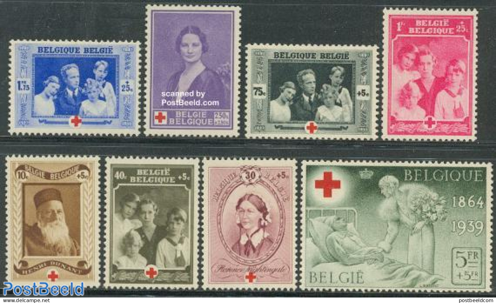 Belgium 1939 Red Cross 8v, Unused (hinged), Health - History - Red Cross - Kings & Queens (Royalty) - Neufs