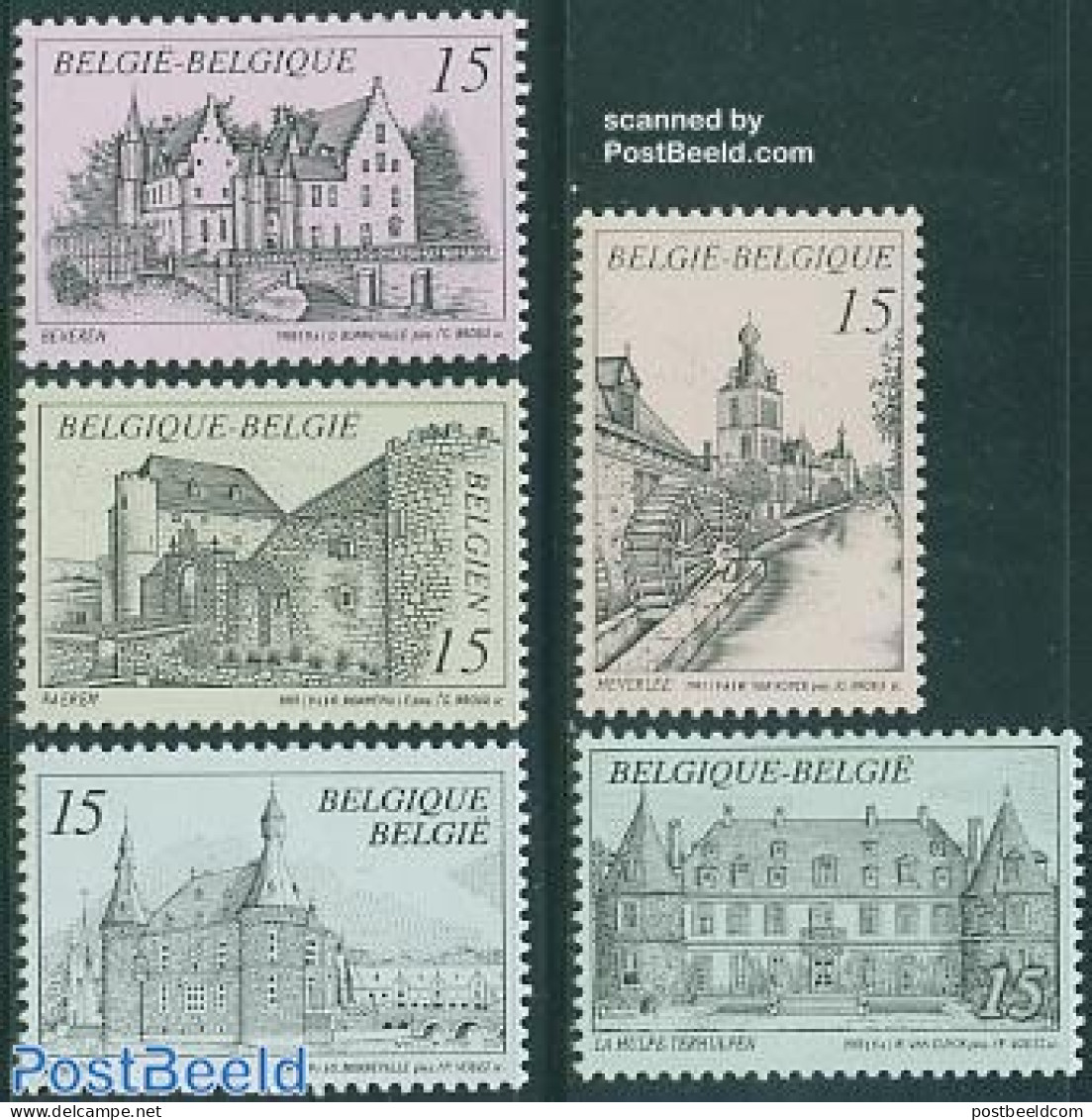Belgium 1993 Tourism 5v, Mint NH, Various - Mills (Wind & Water) - Tourism - Art - Architecture - Castles & Fortificat.. - Ungebraucht
