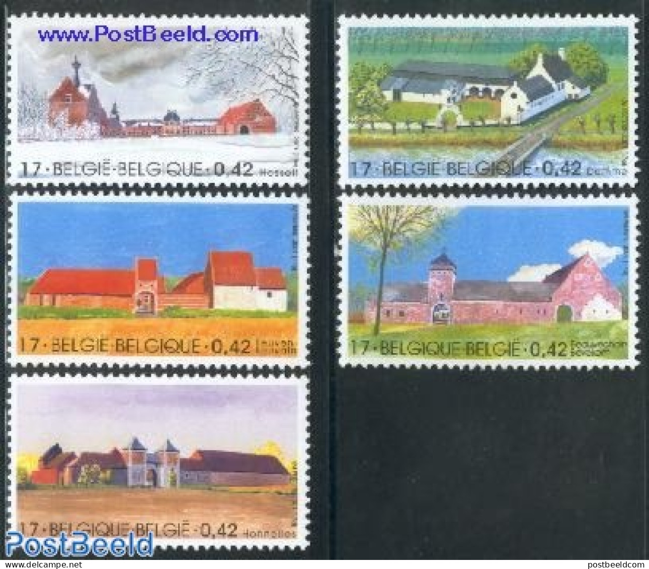 Belgium 2001 Farms 5v, Mint NH, Various - Agriculture - Art - Architects - Bridges And Tunnels - Ongebruikt