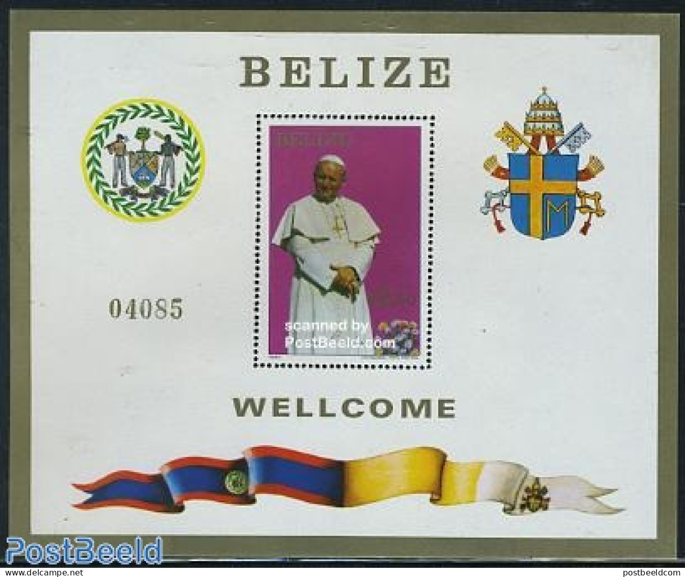 Belize/British Honduras 1983 Pope Visit S/s, Mint NH, Religion - Pope - Religion - Papes