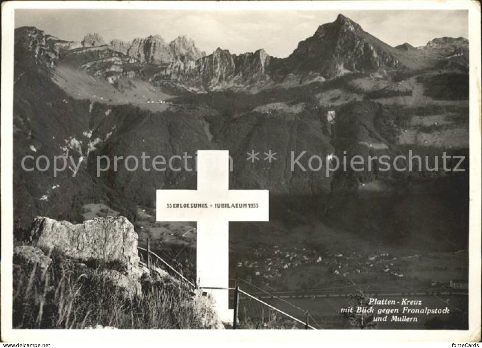 11631595 Mullern Plattenkreuz Blick Gegen Fronalpstock Glarner Alpen Mollis - Altri & Non Classificati