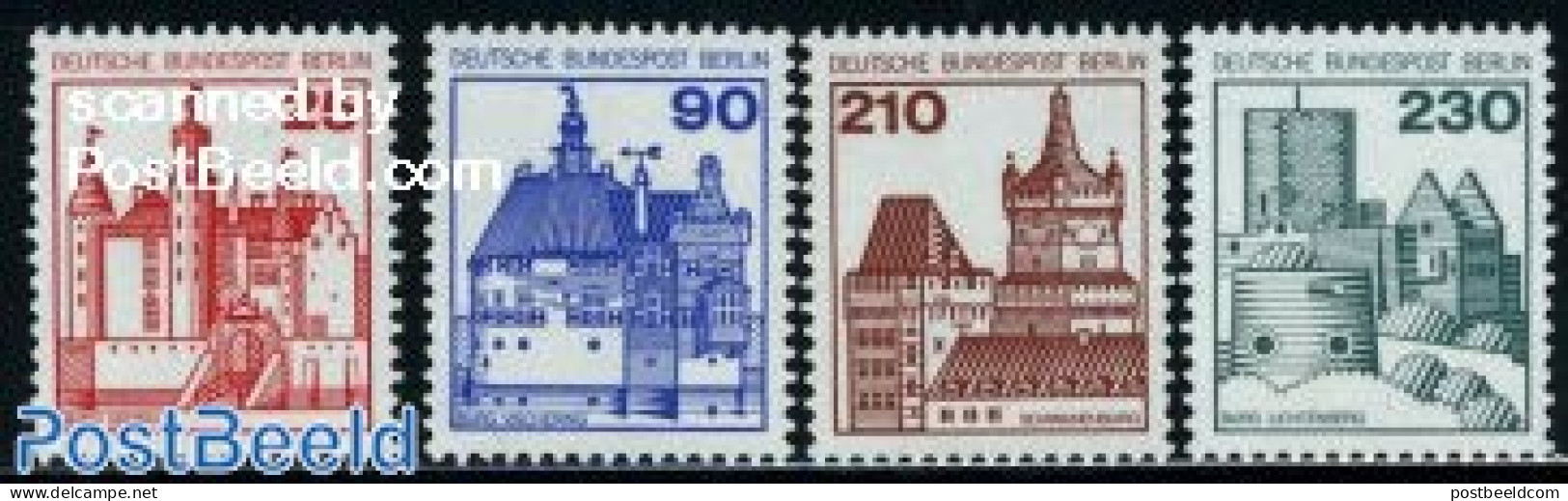 Germany, Berlin 1978 Coil Stamps With Numbers On Back-side 4v, Mint NH, Castles & Fortifications - Ongebruikt