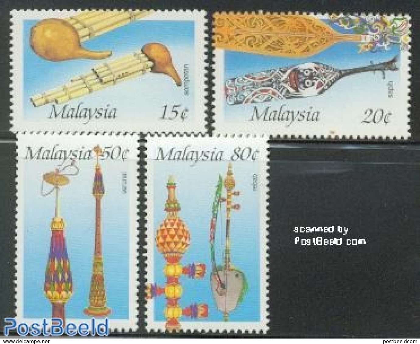 Malaysia 1987 Music Instruments 4v, Mint NH, Performance Art - Music - Musical Instruments - Music