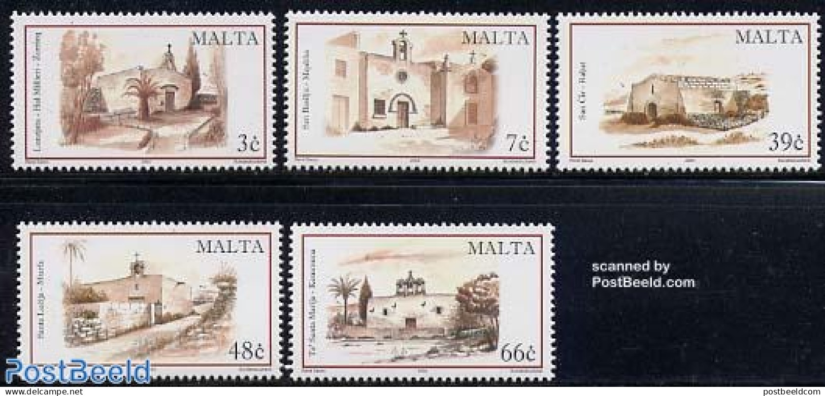 Malta 2004 Chapels 5v, Mint NH, Religion - Churches, Temples, Mosques, Synagogues - Eglises Et Cathédrales
