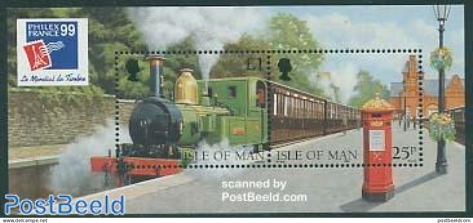 Isle Of Man 1998 Philexfrance S/s, Mint NH, Transport - Mail Boxes - Railways - Posta