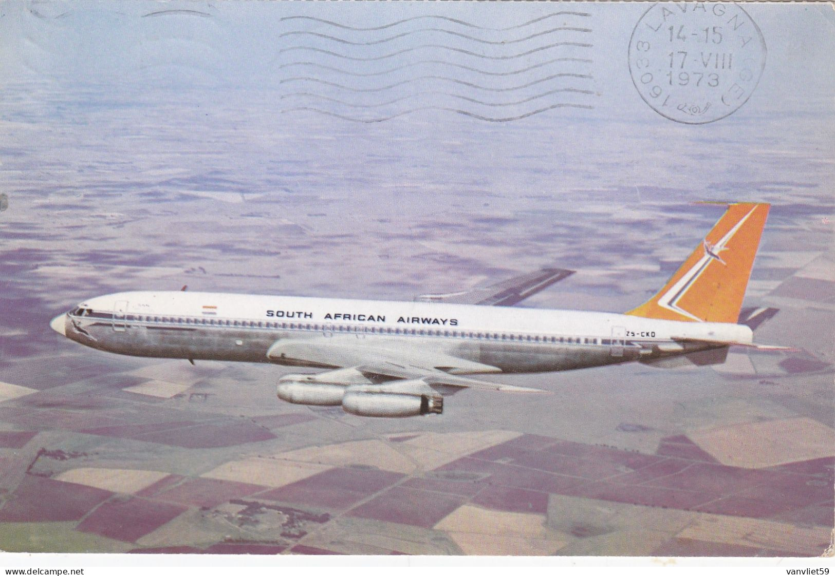 AEREO-AVION-AIRPLANE-SOUTH AFICAN AIRWAYS-CARTOLINA VIAGGIATA IL 18-7-1973 - 1946-....: Modern Tijdperk