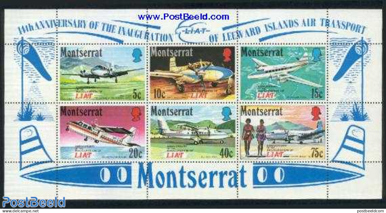 Montserrat 1971 LIAT Airways S/s, Mint NH, Transport - Aircraft & Aviation - Vliegtuigen