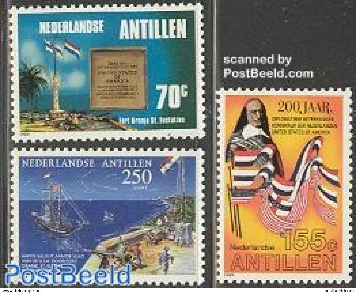 Netherlands Antilles 1989 International Stamp Exposition 3v, Mint NH, History - Transport - Flags - Ships And Boats - Ships