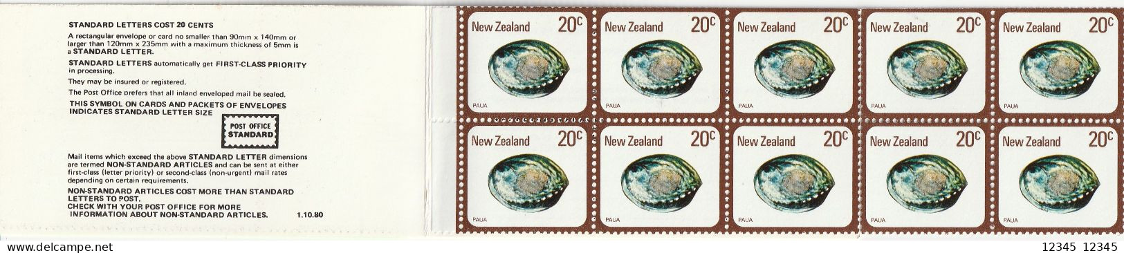 Nieuw Zeeland 1978, Postfris MNH, Sea Ear - Postzegelboekjes