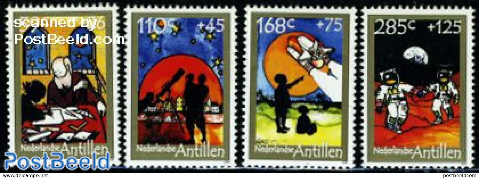 Netherlands Antilles 2009 Child Welfare, Astronomy 4v, Mint NH, Science - Transport - Astronomy - Space Exploration - Astrología