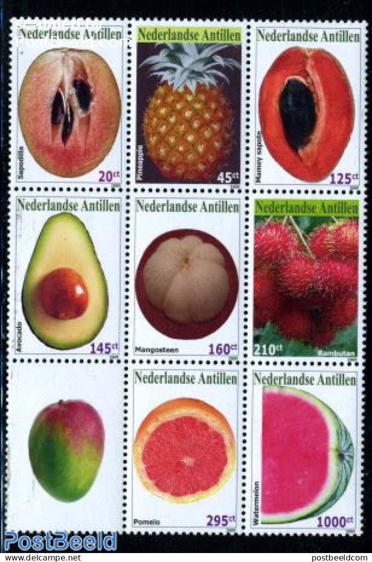Netherlands Antilles 2009 Fruits 8v, Sheetlet, Mint NH, Nature - Fruit - Obst & Früchte