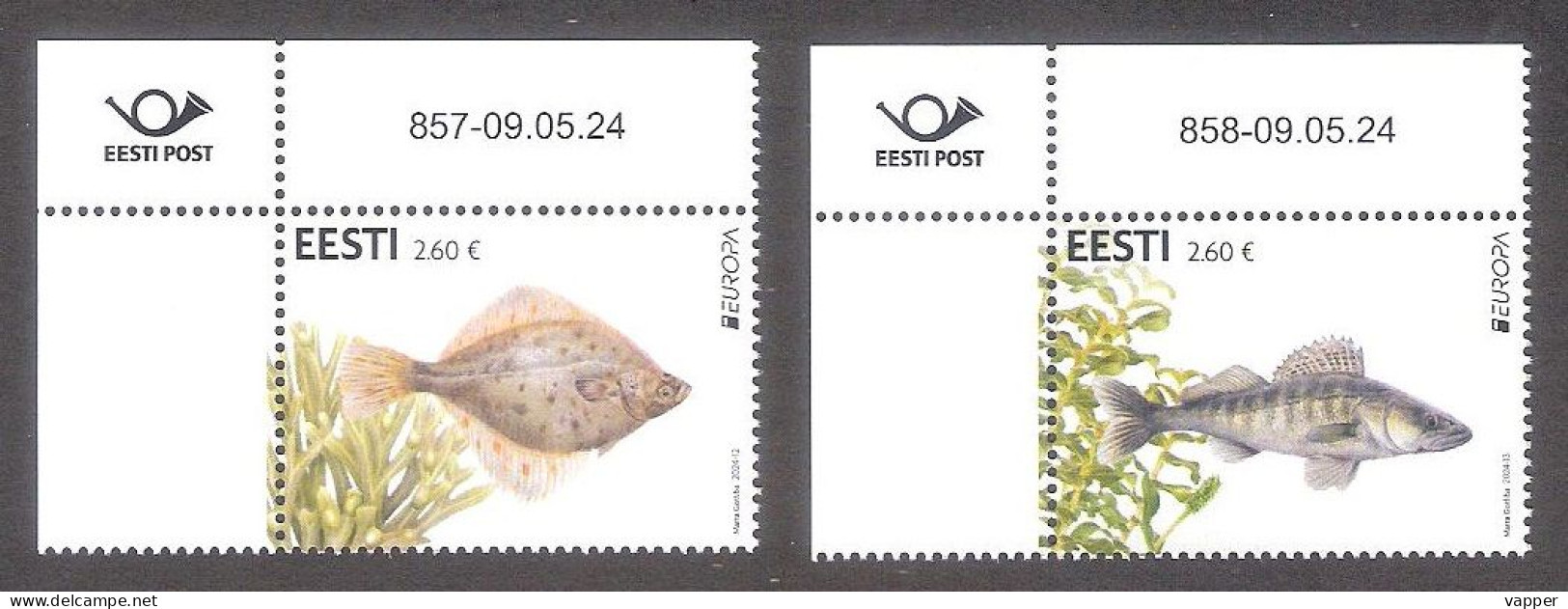 Europa – Underwater Fauna Fish And Flora 2024 Estonia MNH Corner Stamps With Issue Nr Mi 1105-6 - 2024