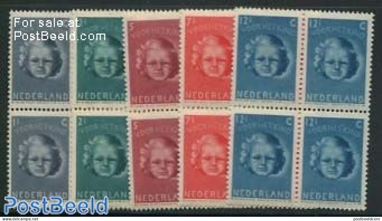 Netherlands 1945 Child Welfare 5v Blocks Of 4 [+], Mint NH - Unused Stamps