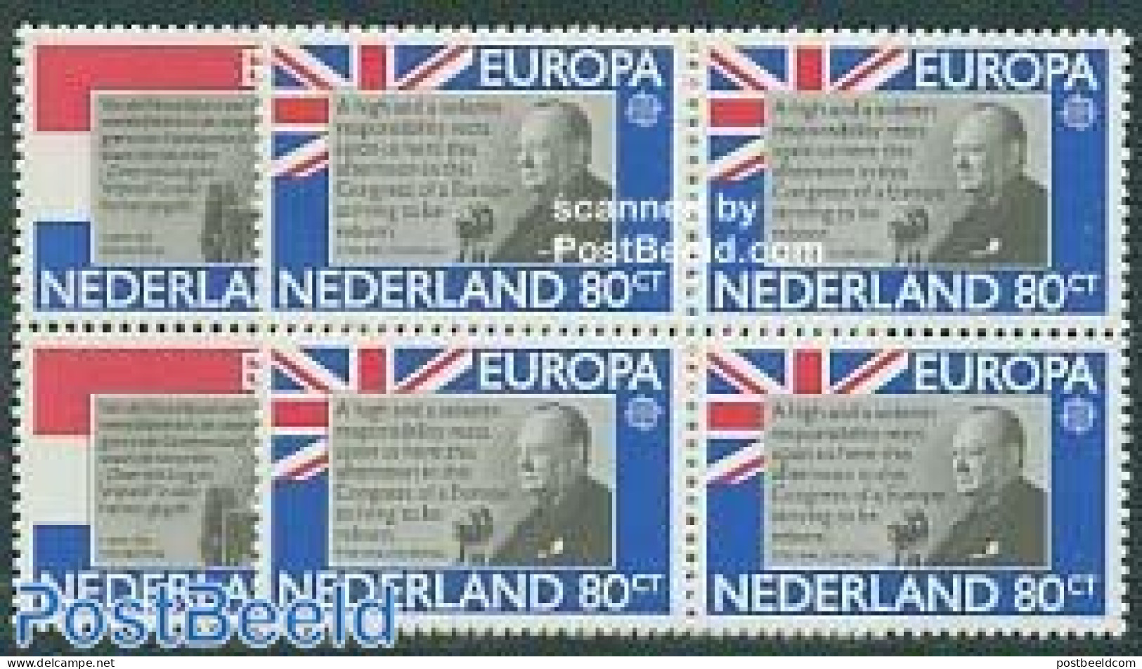 Netherlands 1980 Europa 2v, Blocks Of 4 [+], Mint NH, History - Churchill - Europa (cept) - Kings & Queens (Royalty) - Unused Stamps