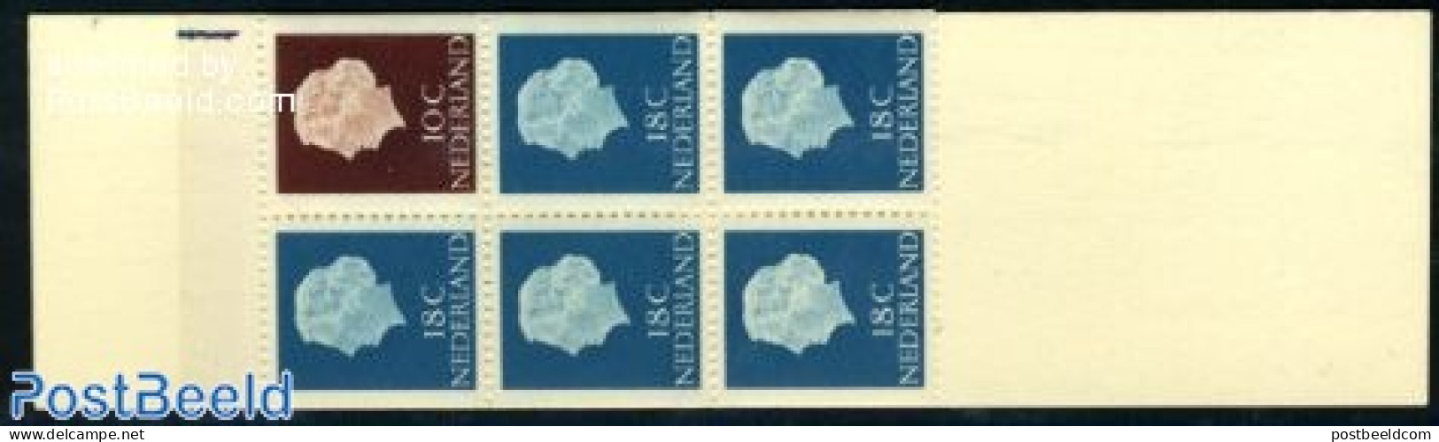 Netherlands 1965 1X10C+5X18C Booklet Register Line, Mint NH, Stamp Booklets - Ungebraucht