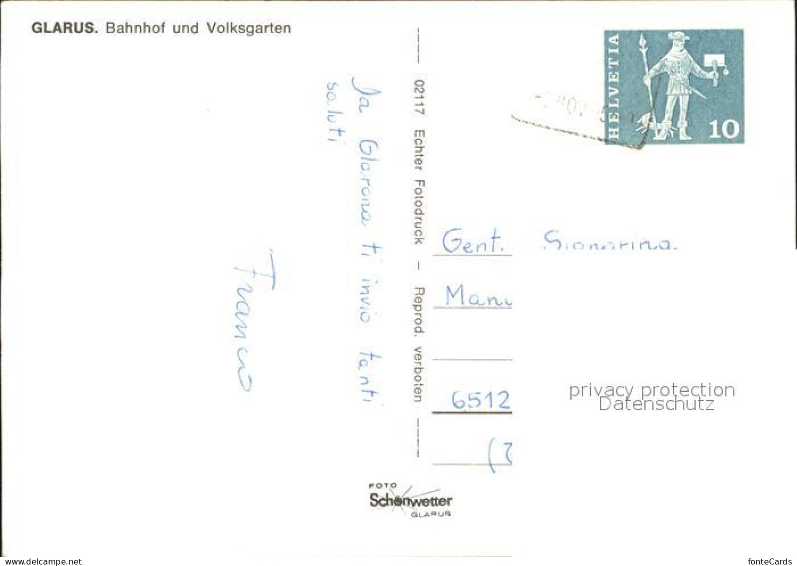 11631547 Glarus GL Bahnhof Volksgarten Fontaene Glarus - Andere & Zonder Classificatie