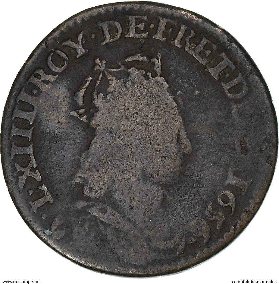 France, Louis XIV, Liard, 1656, Caen, Cuivre, TB, Gadoury:80, KM:192 - 1643-1715 Luigi XIV El Re Sole