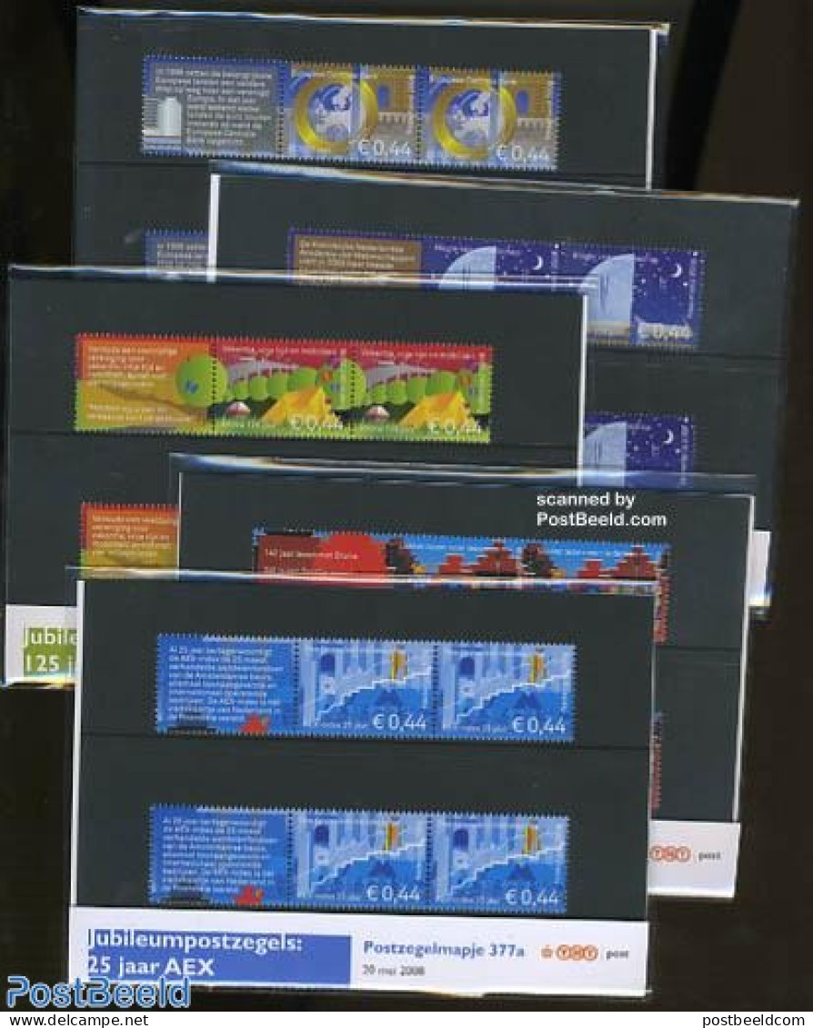 Netherlands 2008 Jubilees 5 Presentation Packs, Mint NH, Nature - Science - Various - Butterflies - Statistics - Banki.. - Unused Stamps