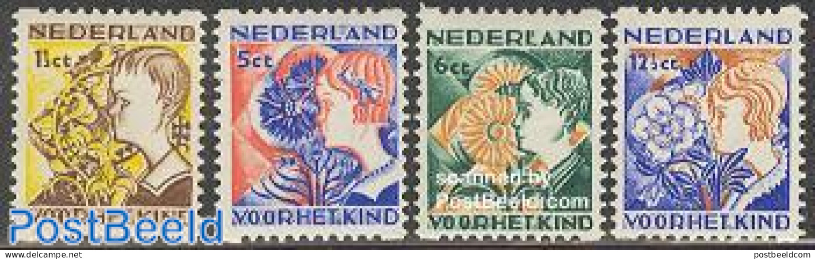 Netherlands 1932 Child Welfare 4v, Syncopatic Perf., Mint NH, Nature - Flowers & Plants - Neufs