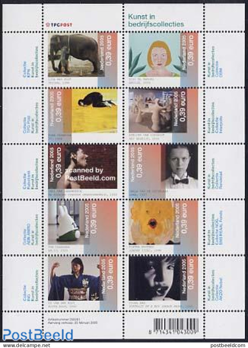 Netherlands 2005 Company Art Collections 10v M/s, Mint NH, Nature - Performance Art - Elephants - Film - Art - Modern .. - Unused Stamps