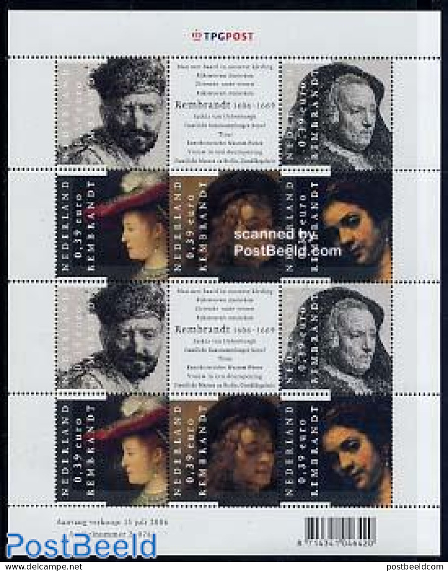 Netherlands 2006 Rembrandt 2x5v M/s, Joint Issue Germany, Mint NH, Various - Joint Issues - Art - Paintings - Rembrandt - Unused Stamps