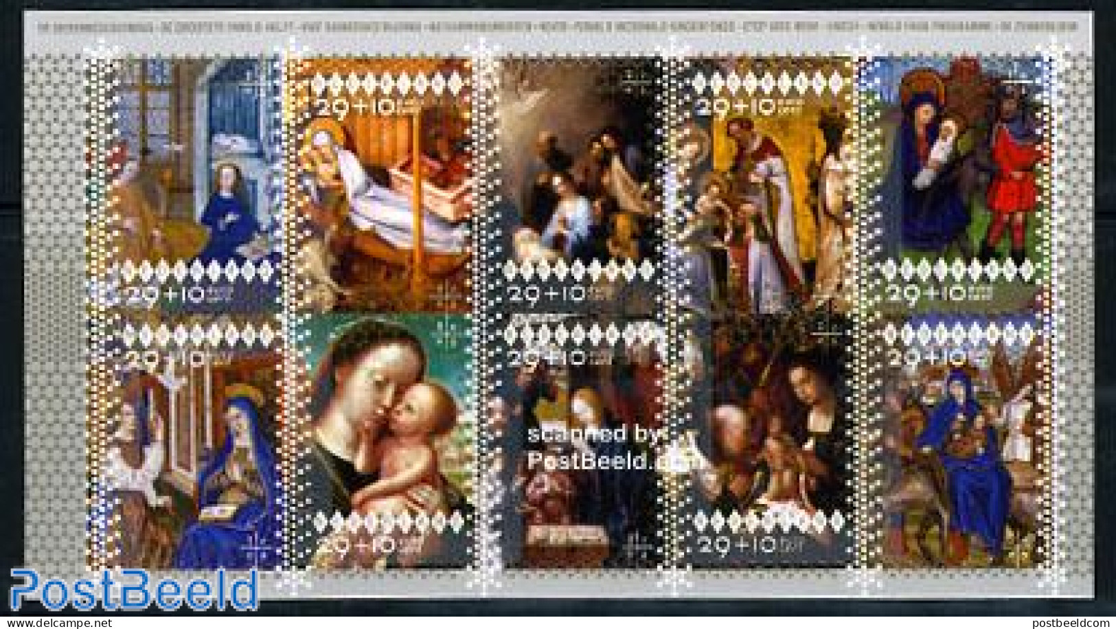 Netherlands 2005 Christmas, Welfare 10v S-a, Mint NH, Religion - Christmas - Art - Paintings - Unused Stamps