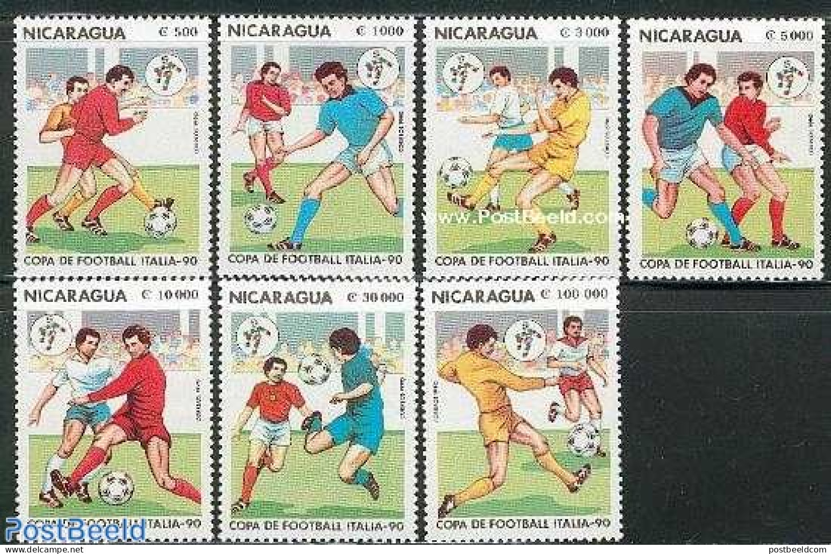 Nicaragua 1990 World Cup Football 7v, Mint NH, Sport - Football - Nicaragua