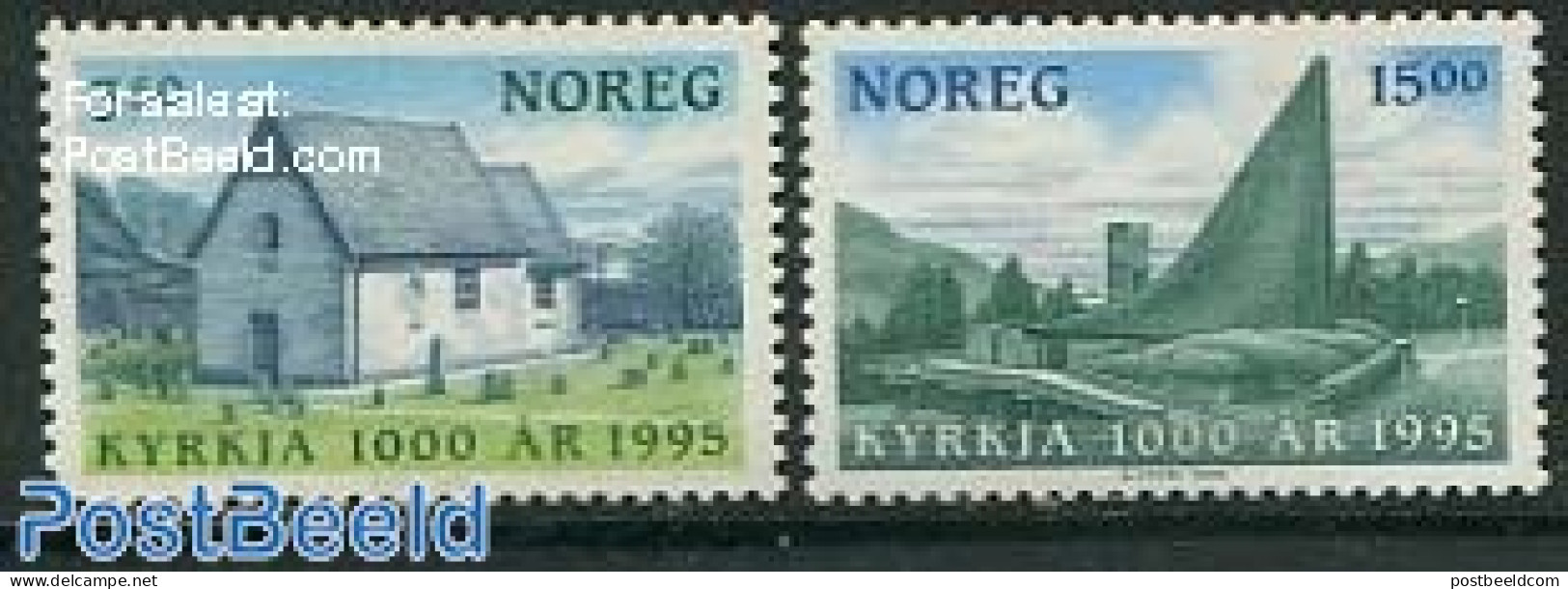 Norway 1995 Christianisation 2v, Mint NH, Religion - Churches, Temples, Mosques, Synagogues - Religion - Ungebraucht