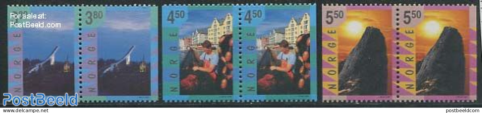 Norway 1998 Tourism 3x2v [:], Mint NH, Nature - Sport - Various - Fishing - Skiing - Tourism - Ungebraucht