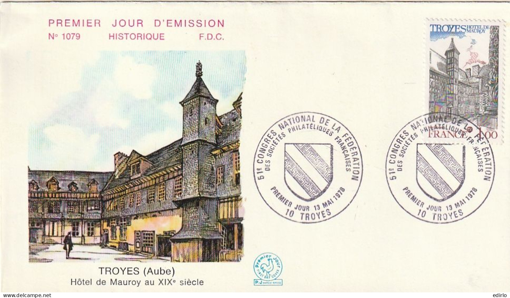 ///   FRANCE ///    PREMIER JOUR ---   FDC TROYES  Hôtel Mauroy - 1960-1969