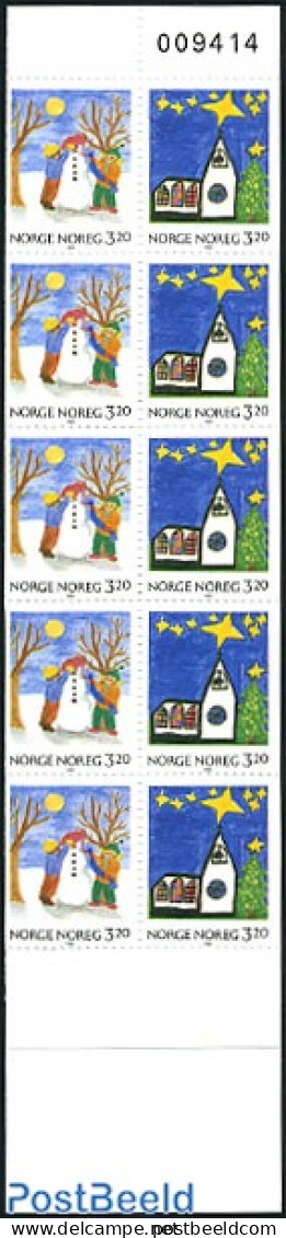 Norway 1990 Christmas Booklet, Mint NH, Religion - Christmas - Stamp Booklets - Art - Children Drawings - Nuevos