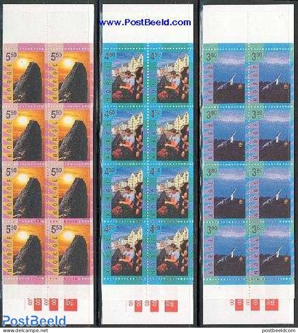 Norway 1998 Tourism 3 Booklets, Mint NH, Nature - Various - Fishing - Stamp Booklets - Tourism - Unused Stamps