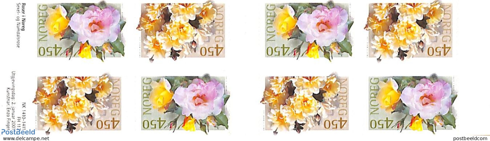 Norway 2001 Roses Foil Booklet, Mint NH, Nature - Flowers & Plants - Roses - Stamp Booklets - Ungebraucht