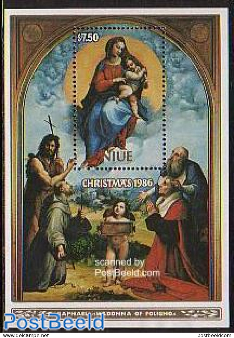 Niue 1986 Christmas S/s, Mint NH, Religion - Christmas - Art - Paintings - Noël