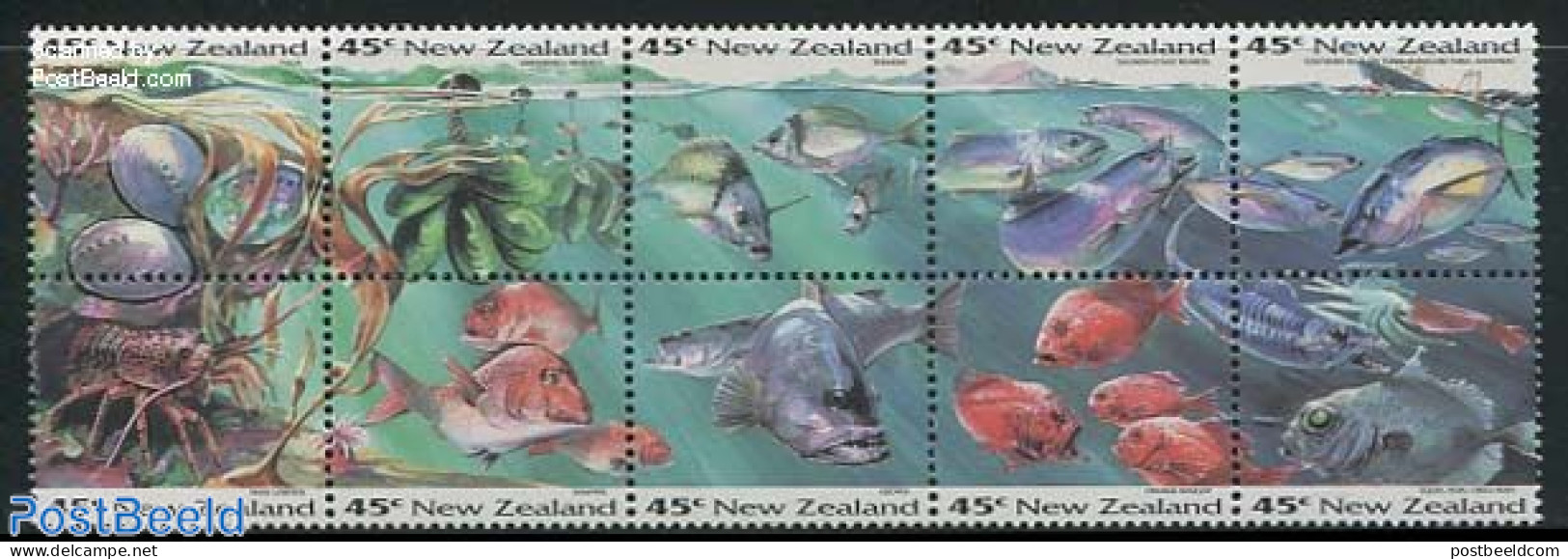 New Zealand 1993 Marine Life 10v, Mint NH, Nature - Fish - Shells & Crustaceans - Crabs And Lobsters - Unused Stamps