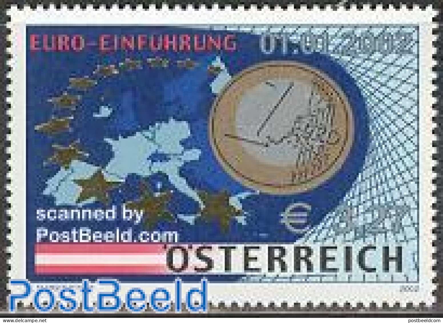Austria 2002 Introduction Of The Euro 1v, Mint NH, History - Various - Europa Hang-on Issues - Maps - Money On Stamps - Nuovi
