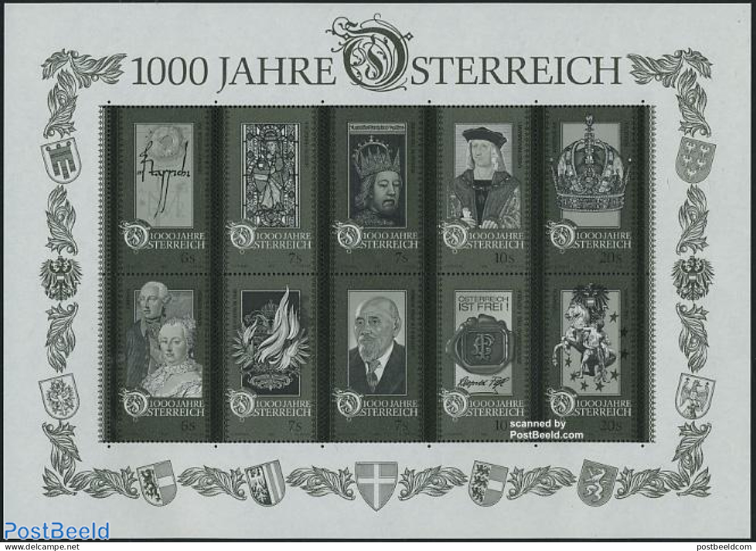 Austria 1996 Millennium S/s Blackprint (mnh), Mint NH, History - History - Unused Stamps