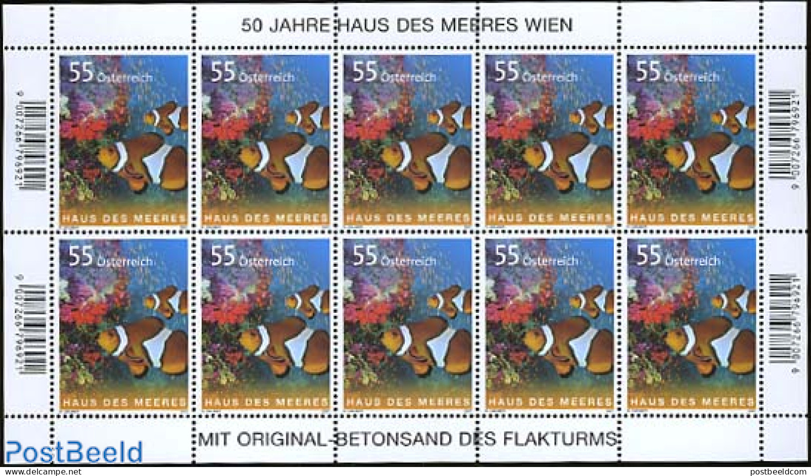 Austria 2007 Ocean House M/s (with 10 Stamps), Mint NH, Nature - Fish - Neufs