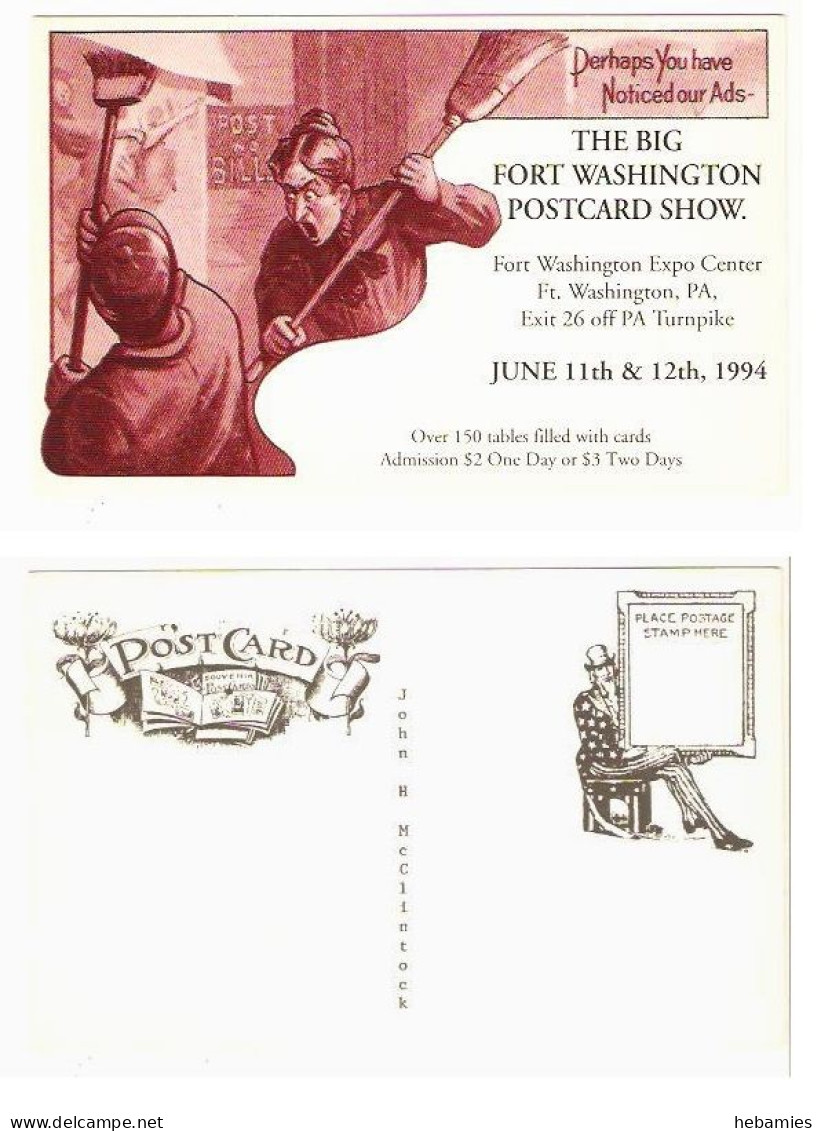 THE BIG FORT WASHINGTON POSTCARD SHOW - Ft. Washington, PA USA - 1994 - Collector Fairs & Bourses