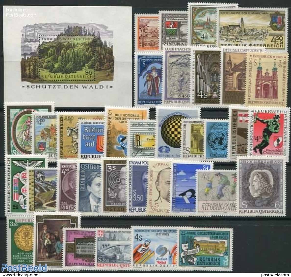 Austria 1985 Year Set 1985 (36v+1s/s), Mint NH - Ongebruikt